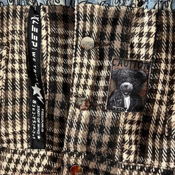 Kleep Blue Brown Brick Layer Jean Jacket‎ Boys 7/8  Premium Washed Cotton Denim - Picture 5 of 10